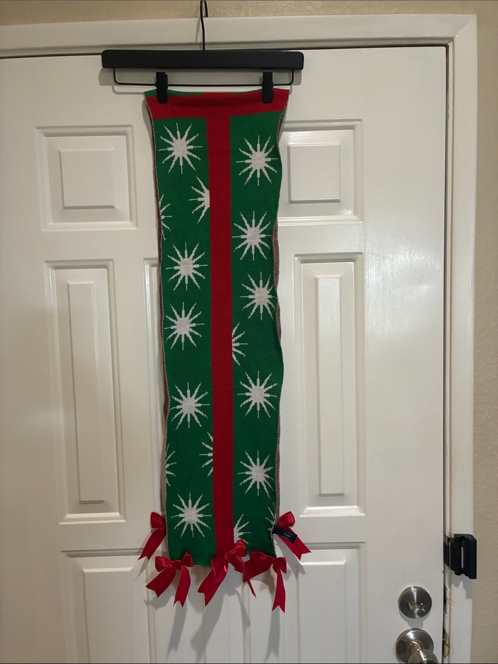 Mixit Green and Red bow  snowflake scarf
